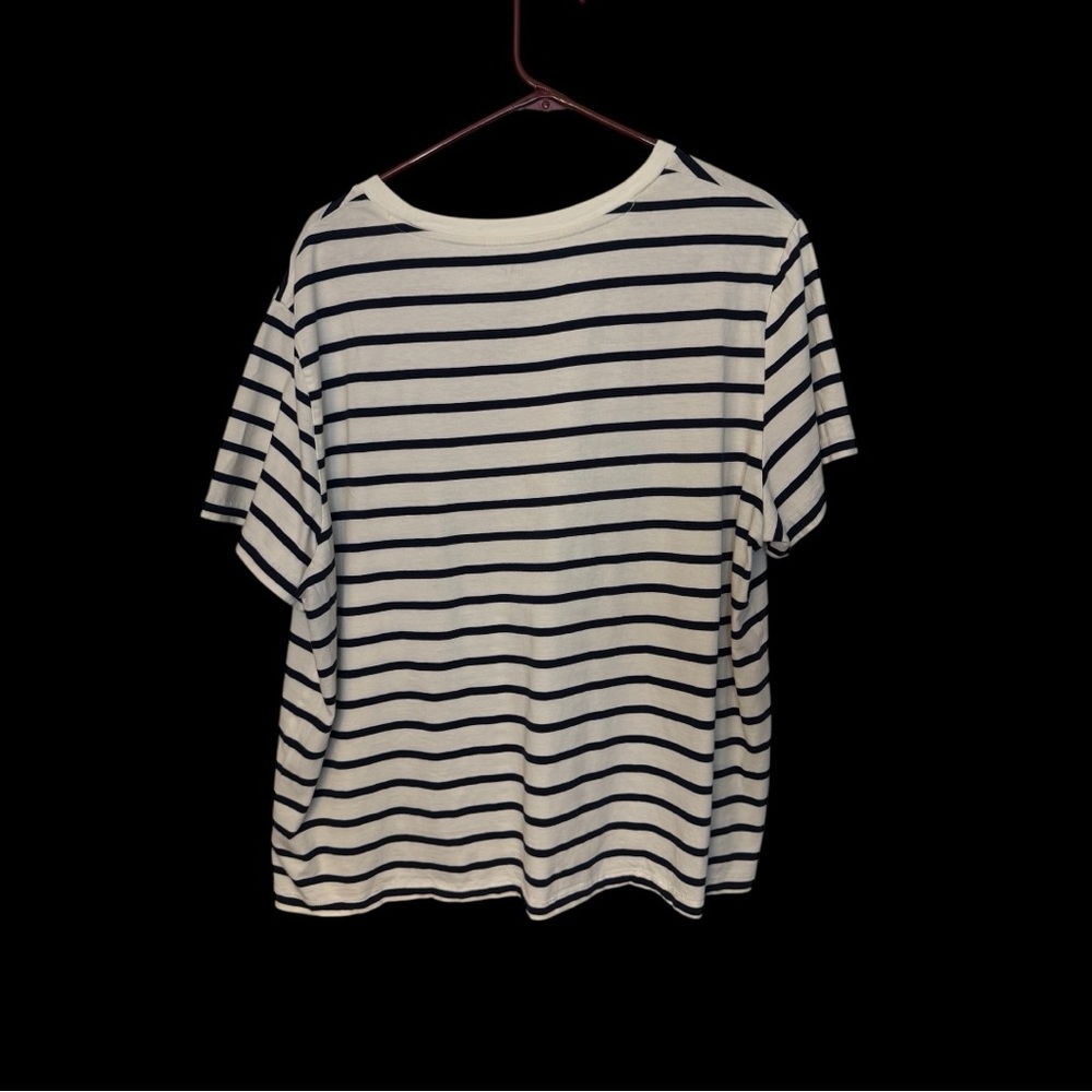 GAP women’s Organically Grown Cotton Striped Crew Neck T-Shirt White Navy XXL - Picture 3 of 5